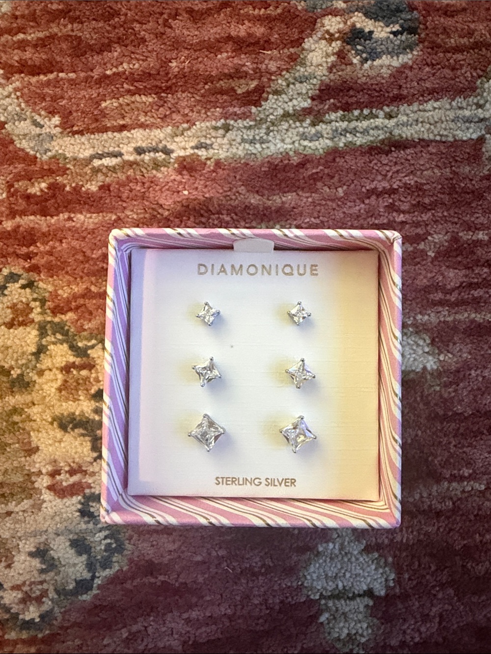 Diamonique Sterling Silver Clear Cubic Zirconia Stud Set - White Sparkle